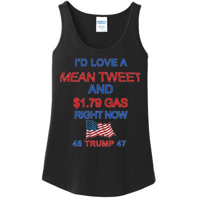 Funny Pro Trump Supporter I'd Love A Mean Tweet Gas Prices Ladies Essential Tank