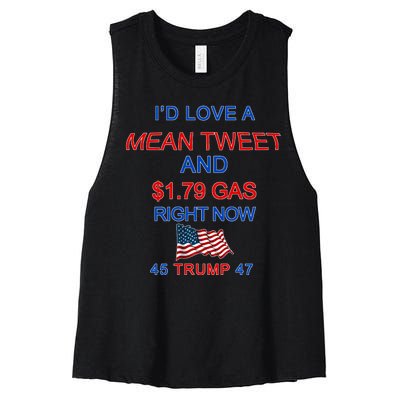 Funny Pro Trump Supporter I'd Love A Mean Tweet Gas Prices Women's Racerback Cropped Tank