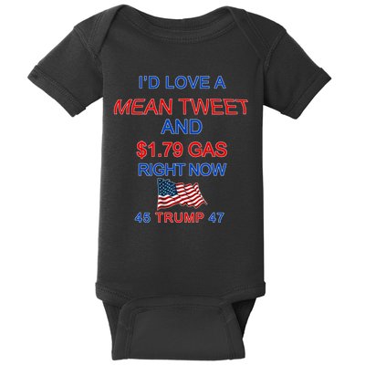 Funny Pro Trump Supporter I'd Love A Mean Tweet Gas Prices Baby Bodysuit