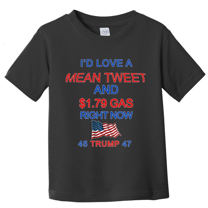 Funny Pro Trump Supporter I'd Love A Mean Tweet Gas Prices Toddler T-Shirt