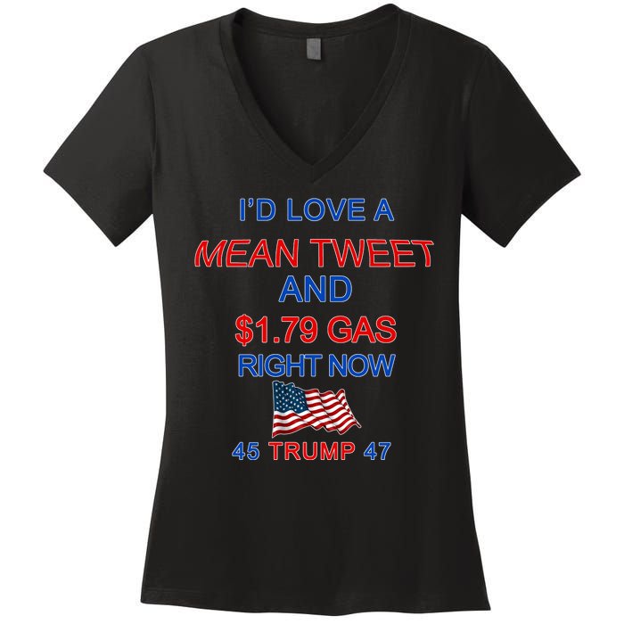 Funny Pro Trump Supporter I'd Love A Mean Tweet Gas Prices Women's V-Neck T-Shirt