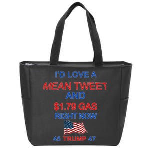 Funny Pro Trump Supporter I'd Love A Mean Tweet Gas Prices Zip Tote Bag