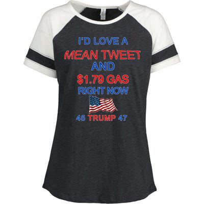 Funny Pro Trump Supporter I'd Love A Mean Tweet Gas Prices Enza Ladies Jersey Colorblock Tee