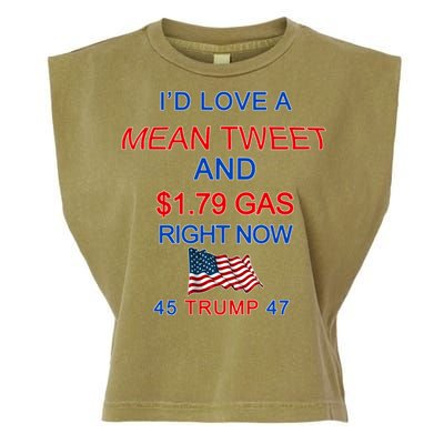 Funny Pro Trump Supporter I'd Love A Mean Tweet Gas Prices Garment-Dyed Women's Muscle Tee