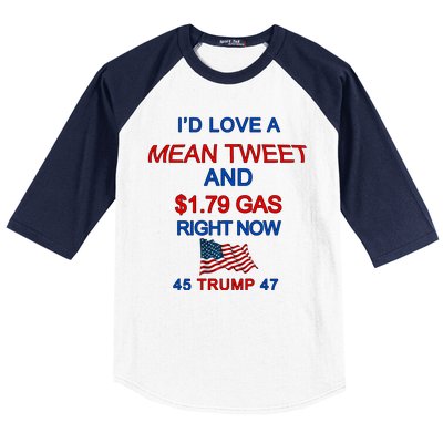 Funny Pro Trump Supporter I'd Love A Mean Tweet Gas Prices Baseball Sleeve Shirt