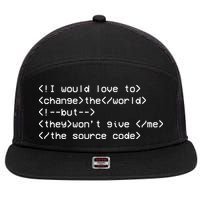 Funny Programmer Change The World 7 Panel Mesh Trucker Snapback Hat