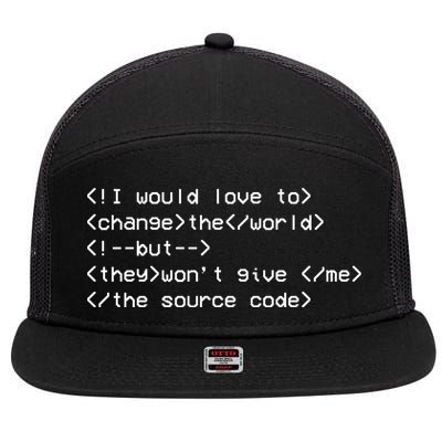 Funny Programmer Change The World 7 Panel Mesh Trucker Snapback Hat