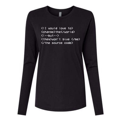 Funny Programmer Change The World Womens Cotton Relaxed Long Sleeve T-Shirt