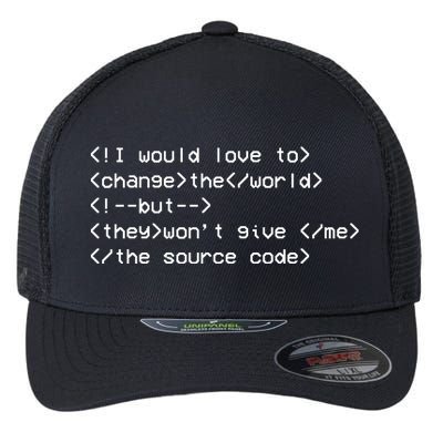 Funny Programmer Change The World Flexfit Unipanel Trucker Cap