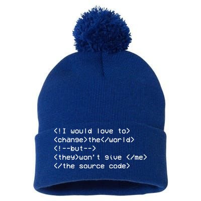 Funny Programmer Change The World Pom Pom 12in Knit Beanie