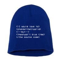 Funny Programmer Change The World Short Acrylic Beanie