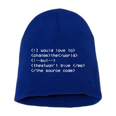 Funny Programmer Change The World Short Acrylic Beanie