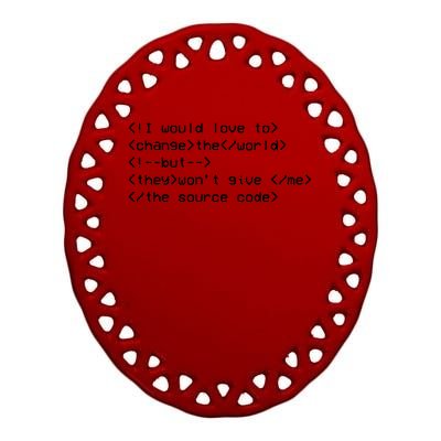 Funny Programmer Change The World Ceramic Oval Ornament