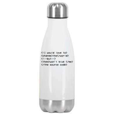 Funny Programmer Change The World Stainless Steel Insulated Water Bottle