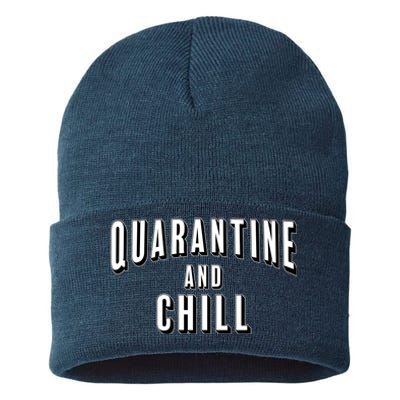 Funny Quarantine And Chill  Sustainable Knit Beanie