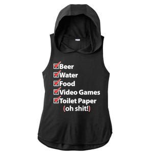 Funny Quarantine Check List Ladies PosiCharge Tri-Blend Wicking Draft Hoodie Tank