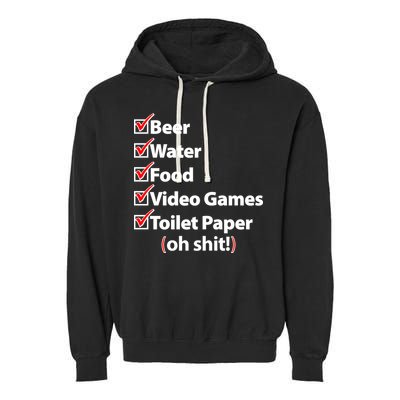 Funny Quarantine Check List Garment-Dyed Fleece Hoodie