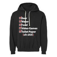 Funny Quarantine Check List Garment-Dyed Fleece Hoodie