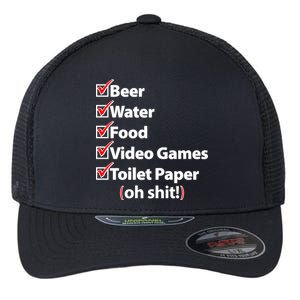 Funny Quarantine Check List Flexfit Unipanel Trucker Cap