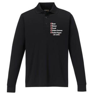 Funny Quarantine Check List Performance Long Sleeve Polo