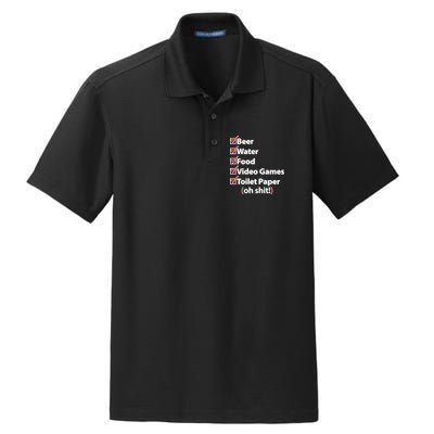 Funny Quarantine Check List Dry Zone Grid Polo