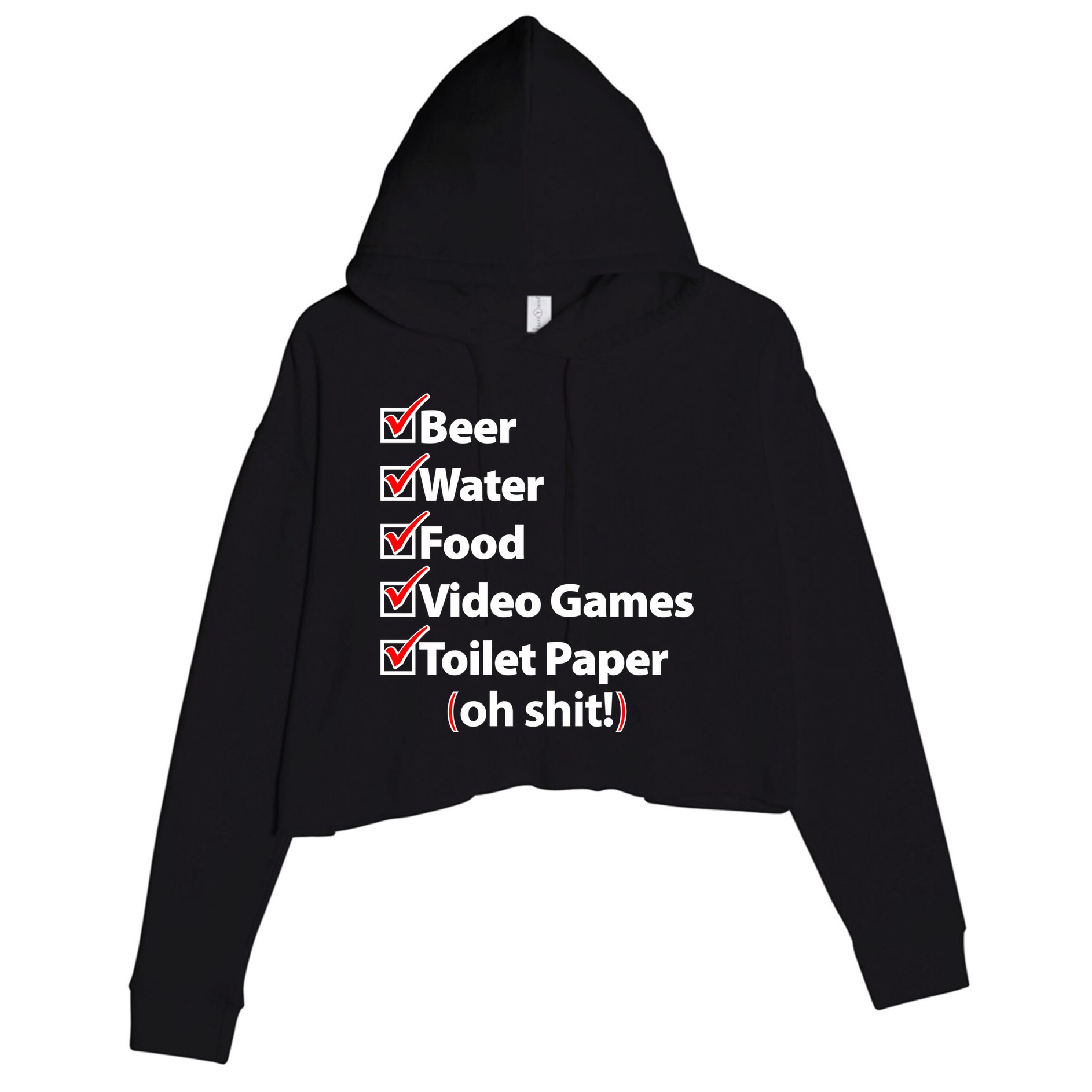 Funny Quarantine Check List Crop Fleece Hoodie