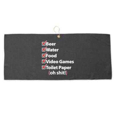 Funny Quarantine Check List Large Microfiber Waffle Golf Towel