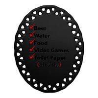 Funny Quarantine Check List Ceramic Oval Ornament