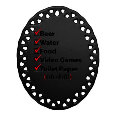 Funny Quarantine Check List Ceramic Oval Ornament