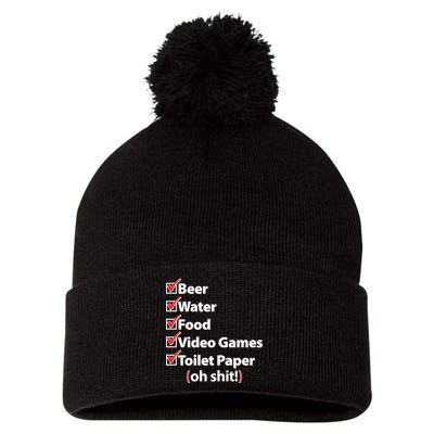 Funny Quarantine Check List Pom Pom 12in Knit Beanie