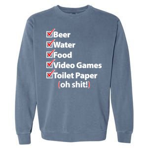 Funny Quarantine Check List Garment-Dyed Sweatshirt