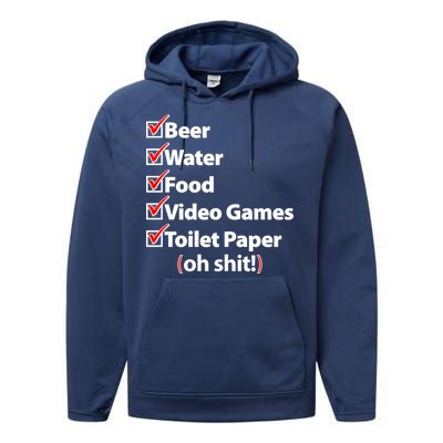 Funny Quarantine Check List Performance Fleece Hoodie