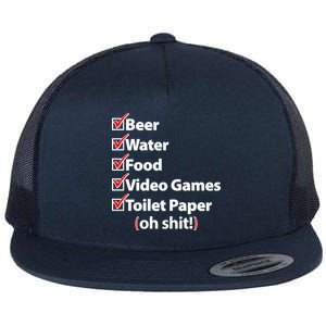 Funny Quarantine Check List Flat Bill Trucker Hat