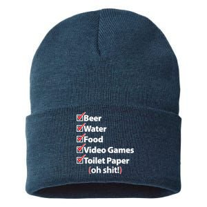 Funny Quarantine Check List Sustainable Knit Beanie