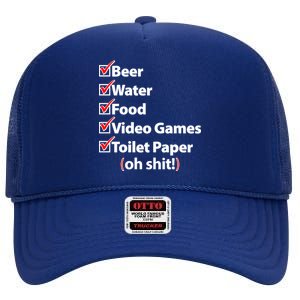 Funny Quarantine Check List High Crown Mesh Back Trucker Hat