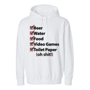 Funny Quarantine Check List Garment-Dyed Fleece Hoodie