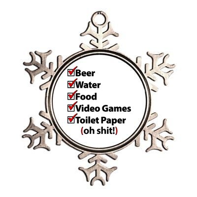 Funny Quarantine Check List Metallic Star Ornament