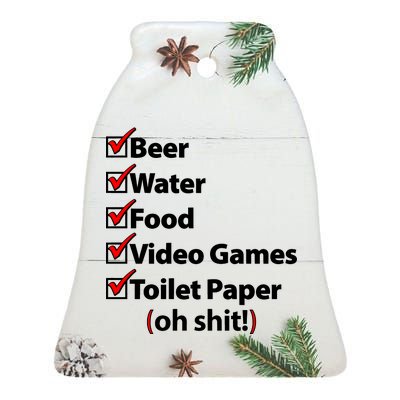 Funny Quarantine Check List Ceramic Bell Ornament