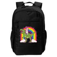 Funny Rainbow Unicorn Riding T-Rex Dinosaur Backpack