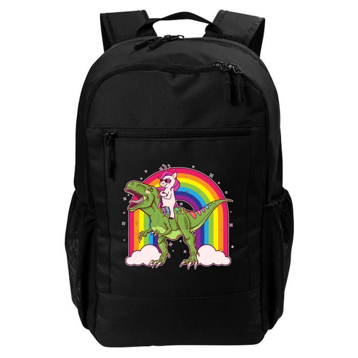 Funny Rainbow Unicorn Riding T-Rex Dinosaur Backpack
