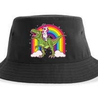 Funny Rainbow Unicorn Riding T-Rex Dinosaur Sustainable Bucket Hat