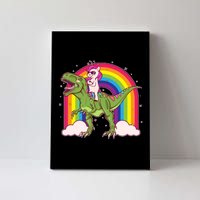 Funny Rainbow Unicorn Riding T-Rex Dinosaur Canvas