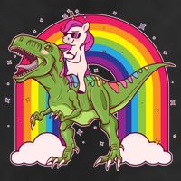 Funny Rainbow Unicorn Riding T-Rex Dinosaur Beanie