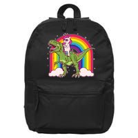 Funny Rainbow Unicorn Riding T-Rex Dinosaur 16 in Basic Backpack