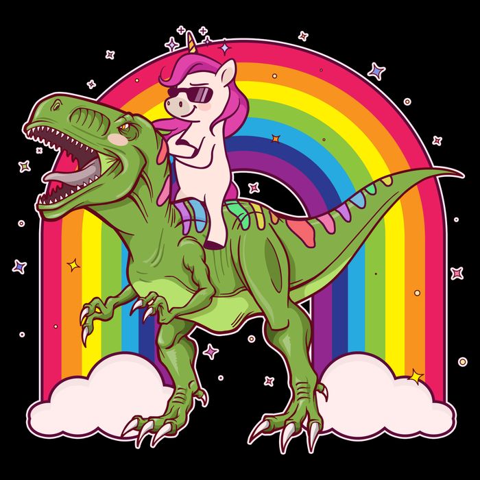 Funny Rainbow Unicorn Riding T-Rex Dinosaur 16 in Basic Backpack