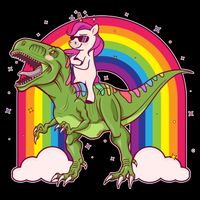 Funny Rainbow Unicorn Riding T-Rex Dinosaur Premium T-Shirt