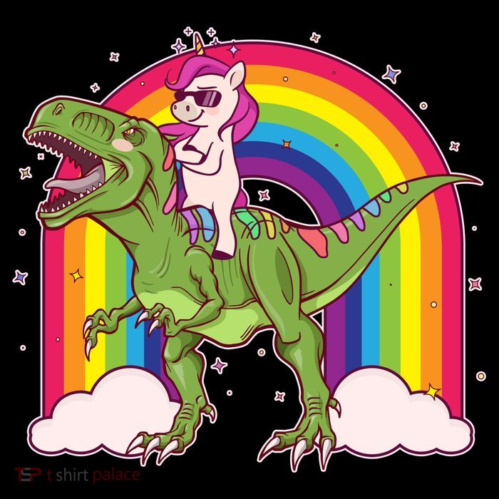 Funny Rainbow Unicorn Riding T-Rex Dinosaur Sustainable Knit Beanie