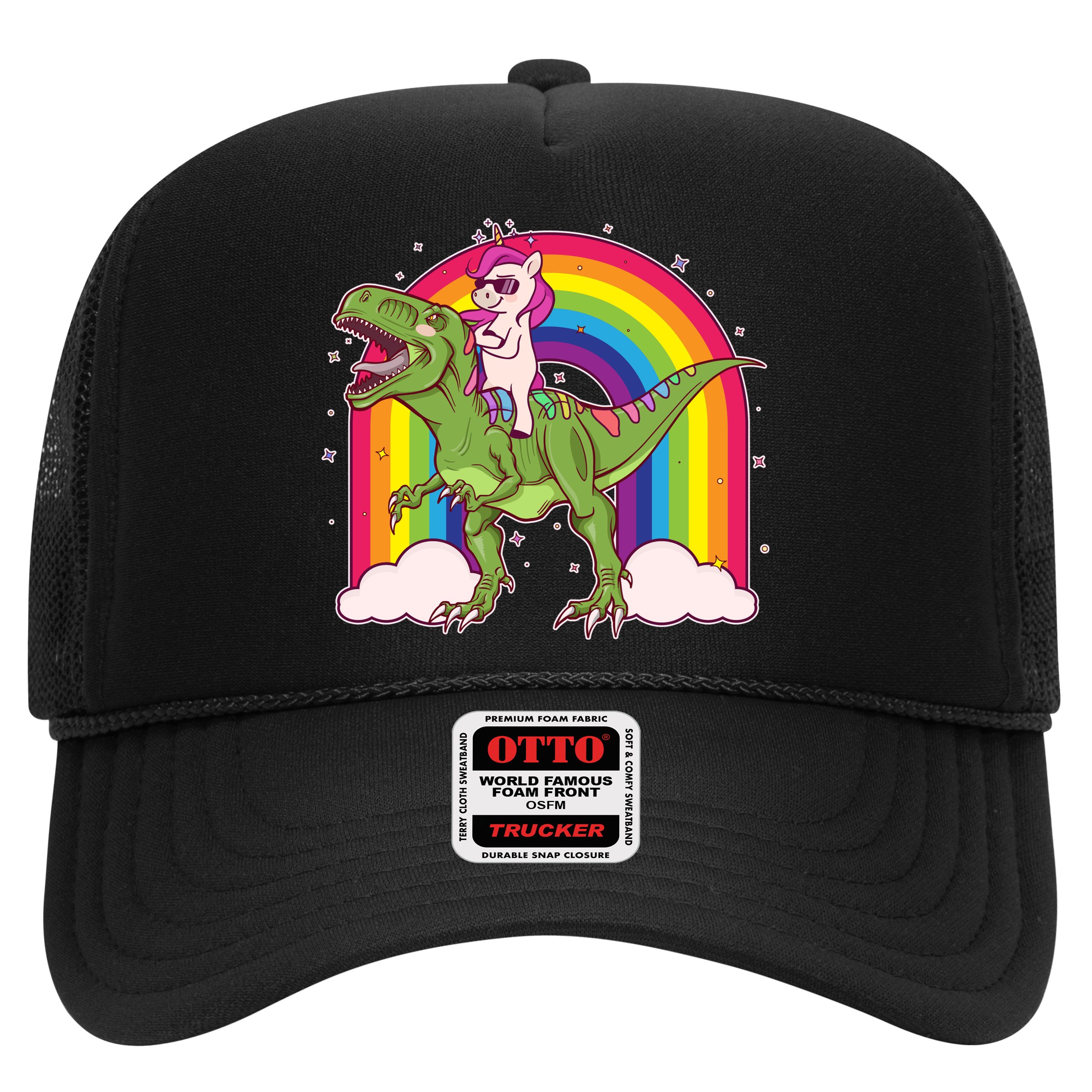 Funny Rainbow Unicorn Riding T-Rex Dinosaur Hat