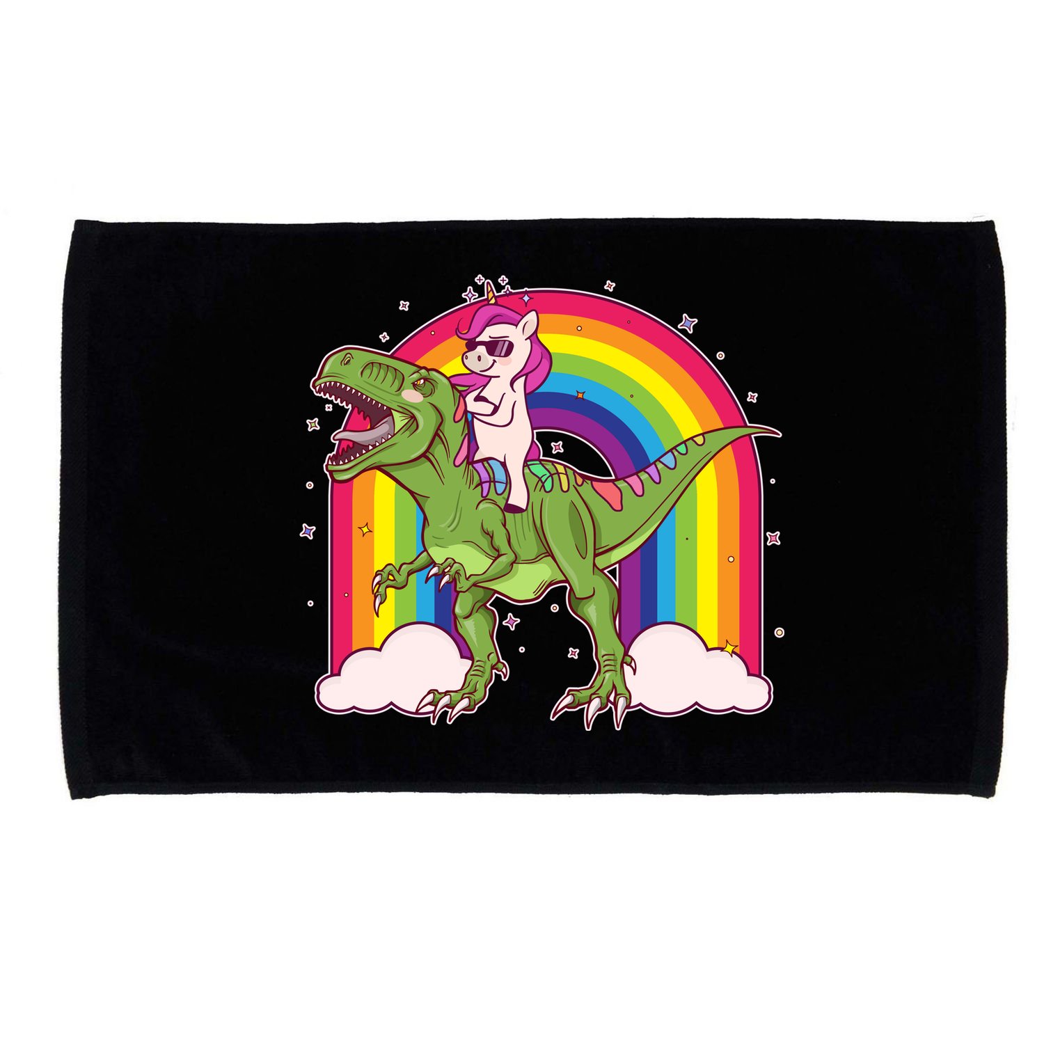 Funny Rainbow Unicorn Riding T-Rex Dinosaur Microfiber Hand Towel