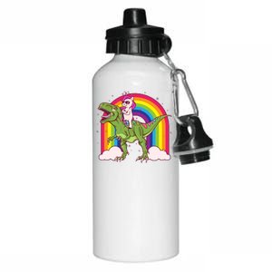 Funny Rainbow Unicorn Riding T-Rex Dinosaur Aluminum Water Bottle